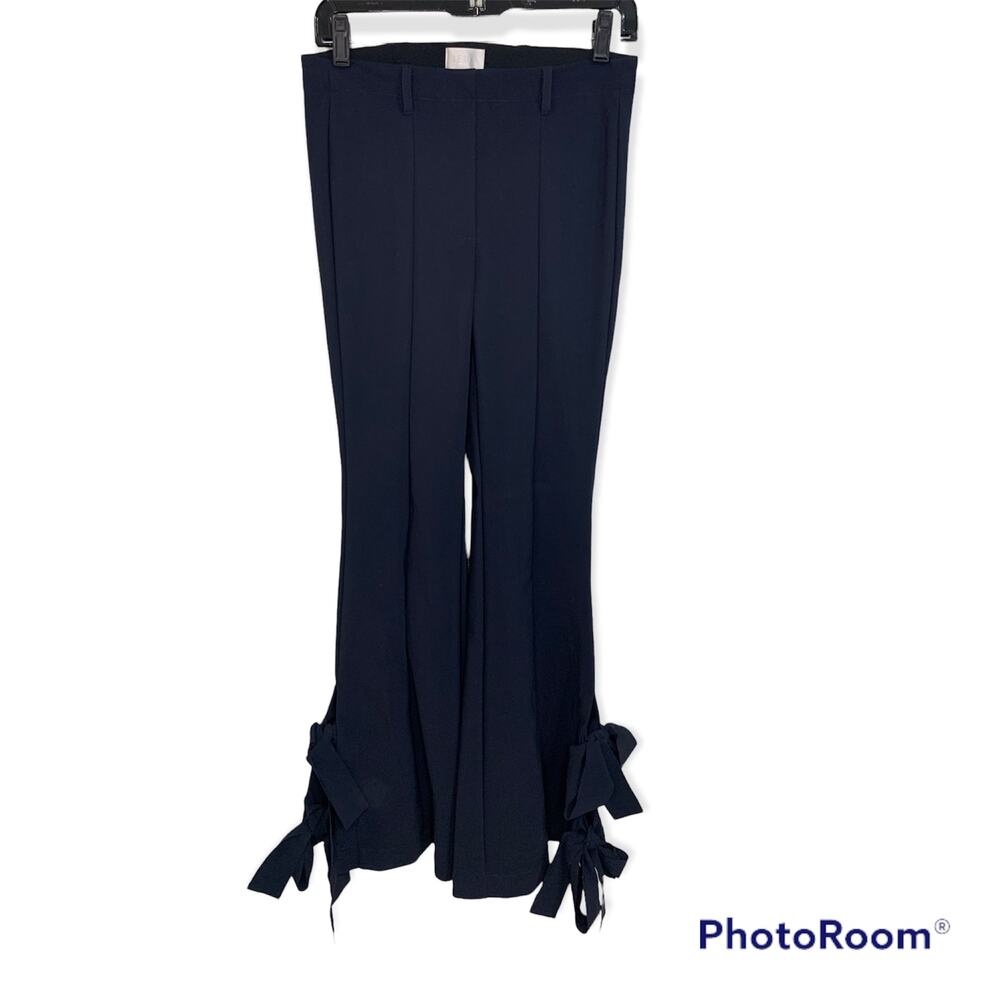 AELLA‎ Concept Bow Hem Flare Matte Skin navy Trouser Size 8
